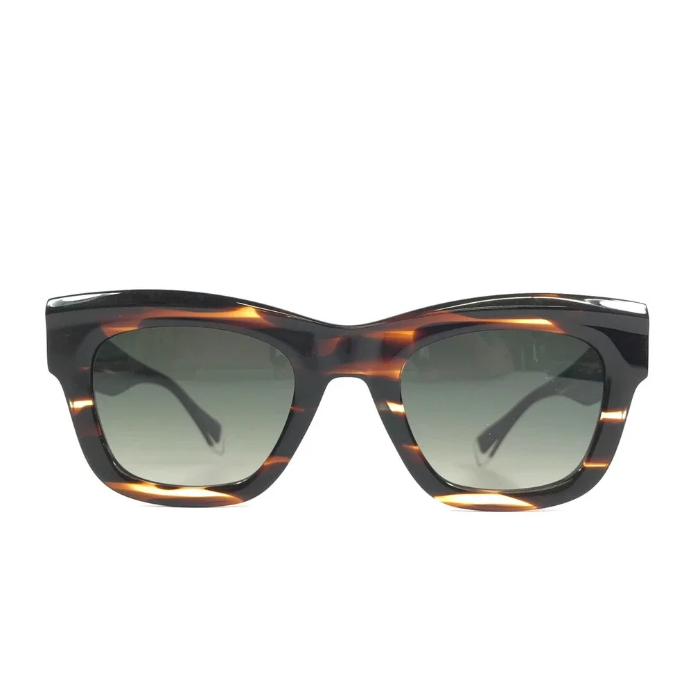 Gigi Studios Sunglasses ALFA 6897/2 Striped Horn Frames w/ Green Gradient Lenses
